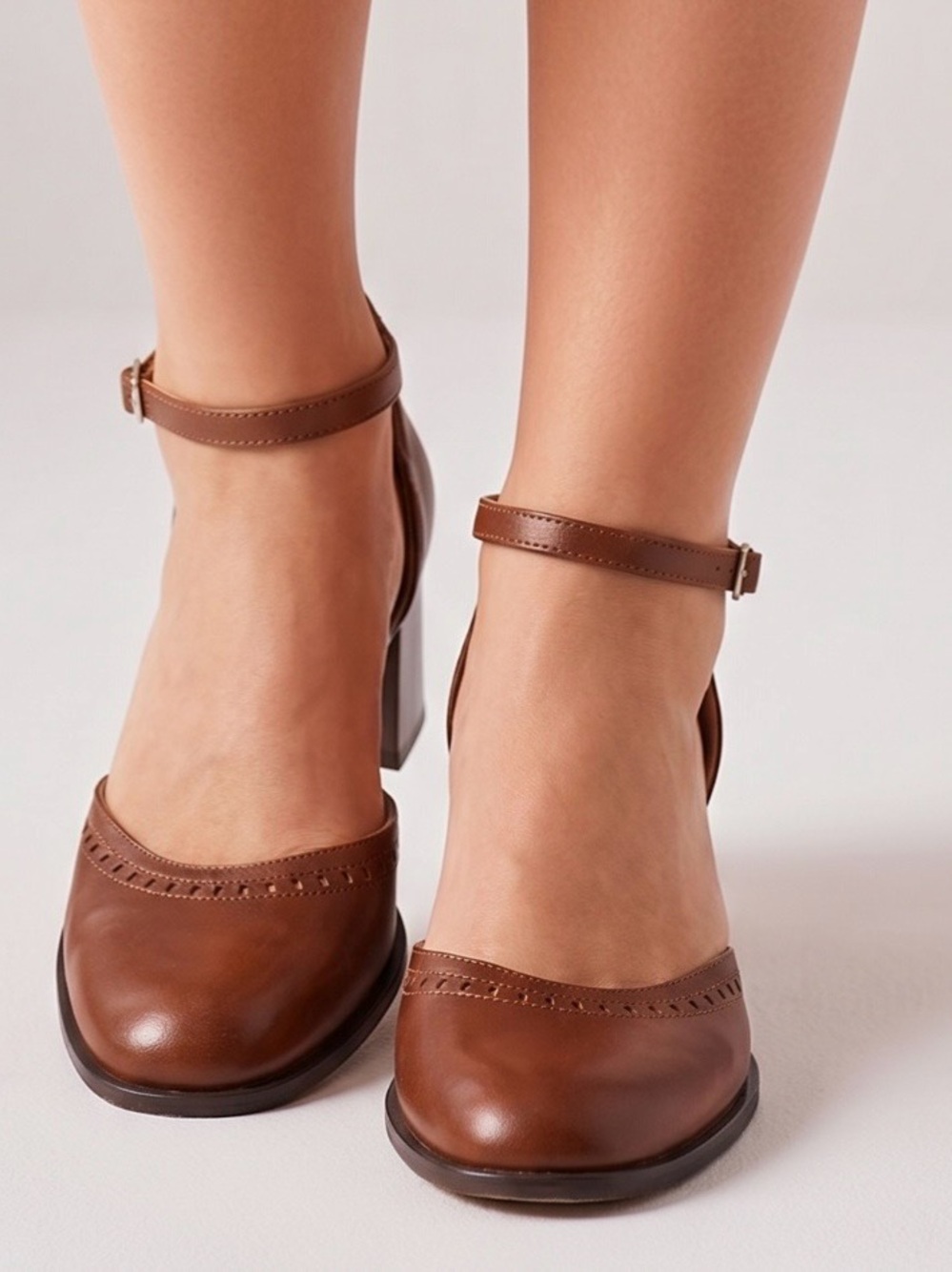 Gianni Bini Brown Ankle-Strap Block Heels